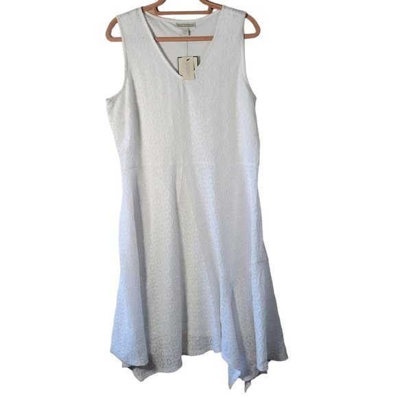 Dana Buchman Dresses & Skirts - Dana Buchman White Lace Lined Asymmetrical Hem Maxi Dress Women Size L NWT